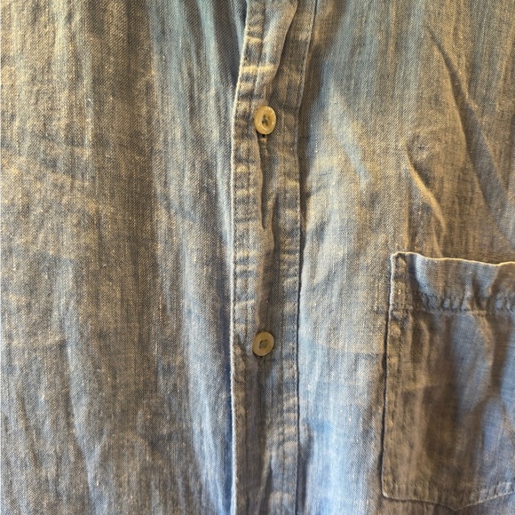 Light Blue Linen Button-Down Shirt - Casual Women’s Top - Picture 5 of 5